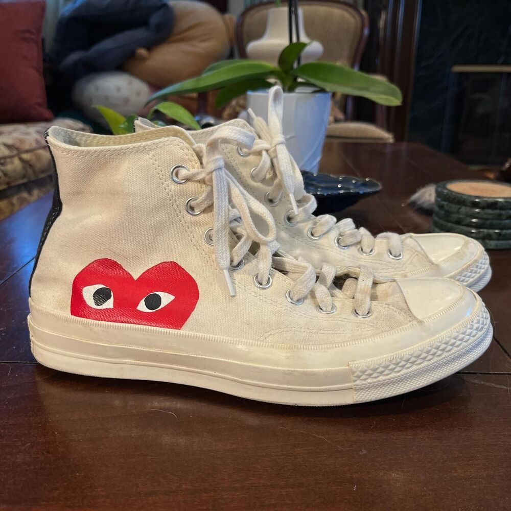 Comme-des-garcons Men's Cream and White Trainers